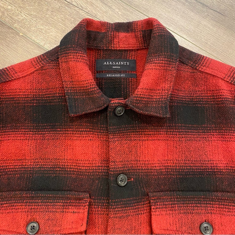 🔥 AllSaints “Bethune” Flannel Overshirt / Jacket - Small Relaxed Fit - Picture 2 of 7